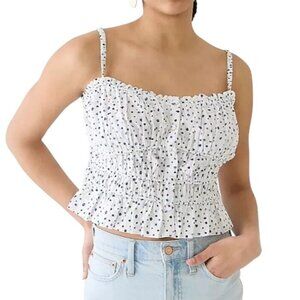 J.Crew Cinched-waist cotton poplin tank top in dot Size XL NWOT